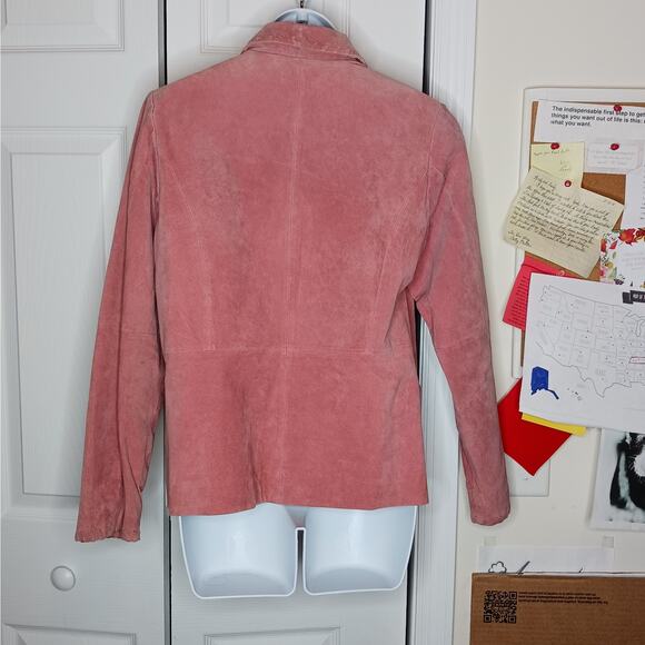 Relativity Vintage Button Up Suede Jacket in Salmon Sz M - Picture 2 of 7